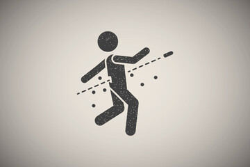 Fototapeta na wymiar Bullet man shot icon vector illustration in stamp style