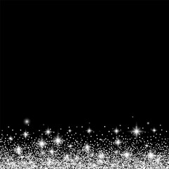 Silver glitter border with sparkles. Vector illustration