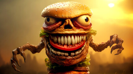 Zombie Burger: A Ghastly Delight for the Fearless Foodie - obrazy, fototapety, plakaty