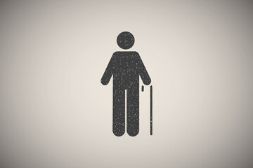 Old, man icon vector illustration in stamp style