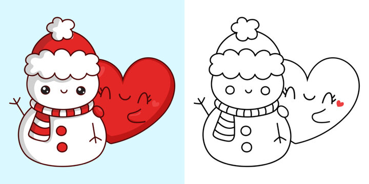 Cute Xmas Heart Clipart for Coloring Page and Illustration. Happy Clip Art Christmas Heart.
