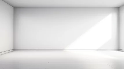 Fotobehang Wunderschönes originelles Hintergrundbild eines leeren Raums mit einem Spiel aus Licht und Schatten an Wand und Boden für Design oder kreative Arbeit. Generiert mit KI © shokokoart