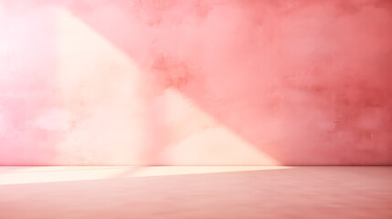 Wunderschönes originelles Hintergrundbild eines leeren Raums mit einem Spiel aus Licht und Schatten an Wand und Boden für Design oder kreative Arbeit. Generiert mit KI