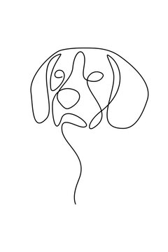 recommend clip art: Dog portrait in continuous line art drawing style. Hound dog head black linear sketch isolated on white background. Vector illustration
