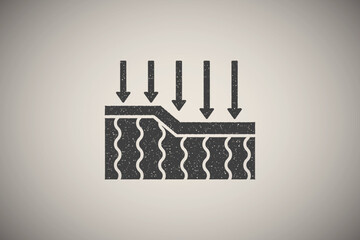 Mattress, elasticity, arrows icon vector illustration in stamp style