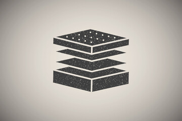 Mattress, layers icon vector illustration in stamp style