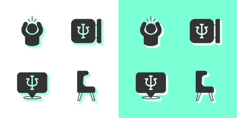 Set Armchair, Anger, Psychology, Psi and icon. Vector