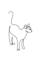 Cat in continuous line art drawing style. Black linear sketch isolated on white background. Vector illustration