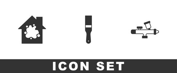 Set Painting the house, brush and spray gun icon. Vector