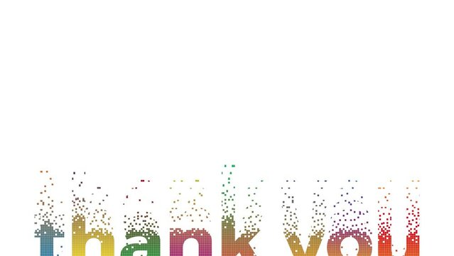 The word Thank you. animated banner with colorful text