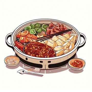 korean bbq food cooking on grill clip art preview