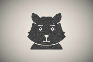Cat, animal icon vector illustration in stamp style