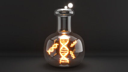 Research on DNA, medical and health knowledge, genetic modification, and DNA structure,3d rendering