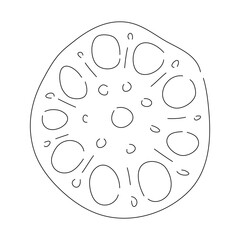 Hand-drawn black sketch of Lotus root. Doodle-style icon. Vector editable stroke.