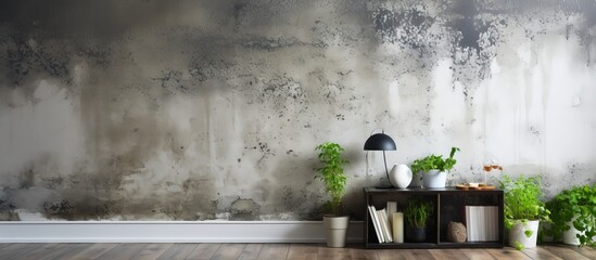Black mold appearing on the wall post house flooding - obrazy, fototapety, plakaty