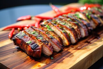 garlic and chili pepper marinated pork belly slices