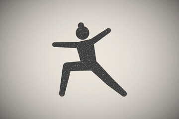 Women, yoga, position icon vector illustration in stamp style