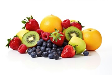 Naklejka na ściany i meble a selection of fresh fruits on a white background