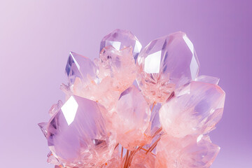 Pastel crystals illuminated by soft natural light, mystical crystals background, pastel background 