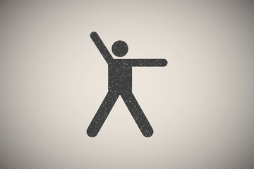 Gym man exercise health sports with arrow pictogram icon vector illustration in stamp style