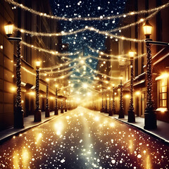 Beautiful City Street Lights Christmas Night Lights Sparkling Background 6