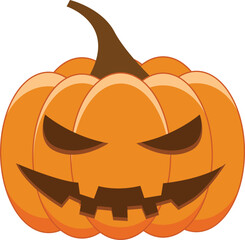 Expression of orange halloween pumpkin. Emoticon for autumn and holiday event in vector format