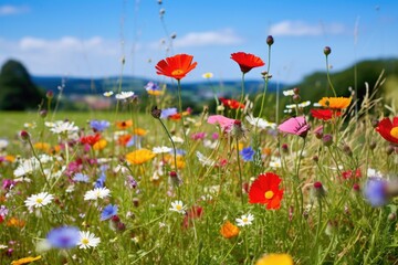 indistinguishable wildflower meadow after picnic