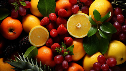 Background of mixed fruit topview photo