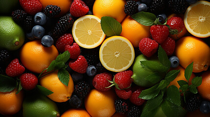Background of mixed fruit topview photo