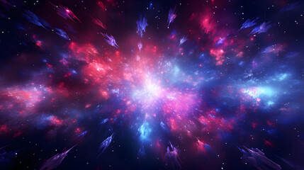 red blue pink fireworks, abstract cosmic background, big bang