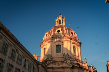 Fototapeta premium Photograph of a cathedral in the city of Rome. Basilica in European capital. Glass dome in the Basilica in Rome. European tour. Travel agency.