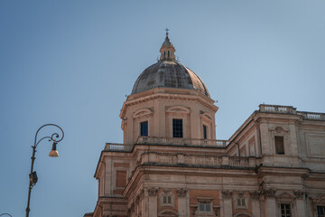 Photograph of a cathedral in the city of Rome. Basilica in European capital. Glass dome in the Basilica in Rome. European tour. Travel agency.