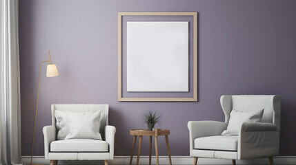Frame with space for text or image mockup on wall in a room wall