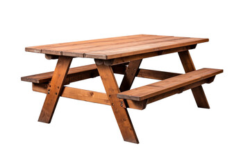Outdoor Picnic Table Isolated on Simple White Background Generative AI