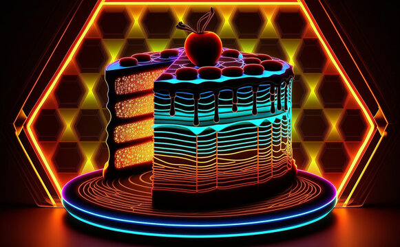 Futuristic neon light arts, cake