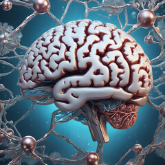brain with abstract science background