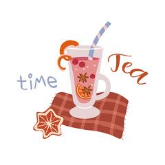 Tea time card design. vector illustration for  postcards,parties,advertising banners, posters,social networks.