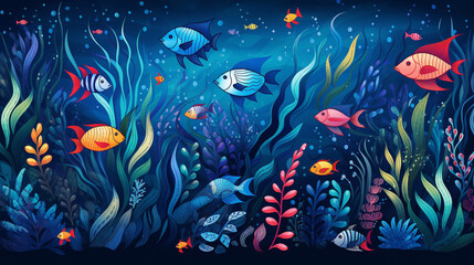 Fototapeta na wymiar Sea life ocean pattern generative ai illustration