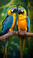 blue and yellow macaw - obrazy, fototapety, plakaty