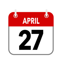 27 April, calendar date icon on white background.