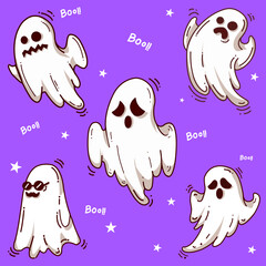seamless pattern with ghosts halloween pattern boo white ghost