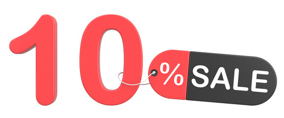 Ten percent sale. 10% sale. 3D illistration.