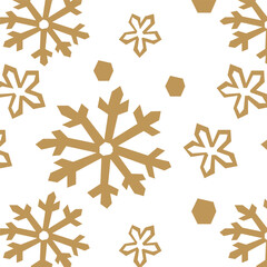 Vector Seamless Background with Gold Snowflakes