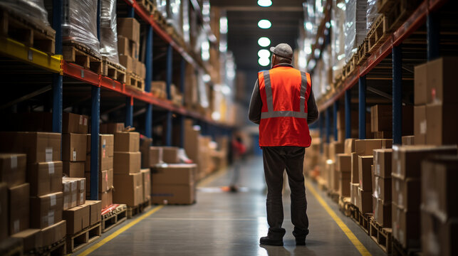 worker in warehouse HD 8K wallpaper Stock Photographic Image