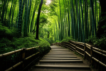 view of the path in the bamboo forest