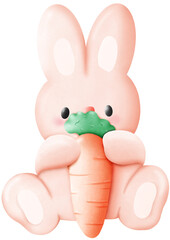 rabbit holding carrot