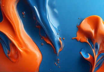 In this intriguing artwork, liquid fluidity takes center stage, with the dramatic blend of orange and blue tones converging in a dynamic explosion, akin to a splash blast suspended in breathtaking det