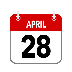 28 April, calendar date icon on white background.