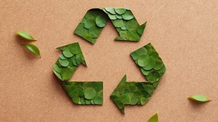 recycle symbol on wooden background