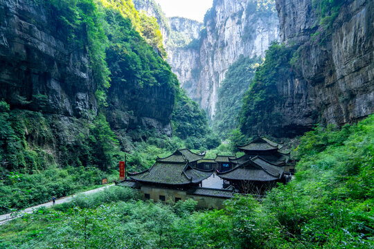 Antique chinese buidings at Wulog Krast, Chongqing, China